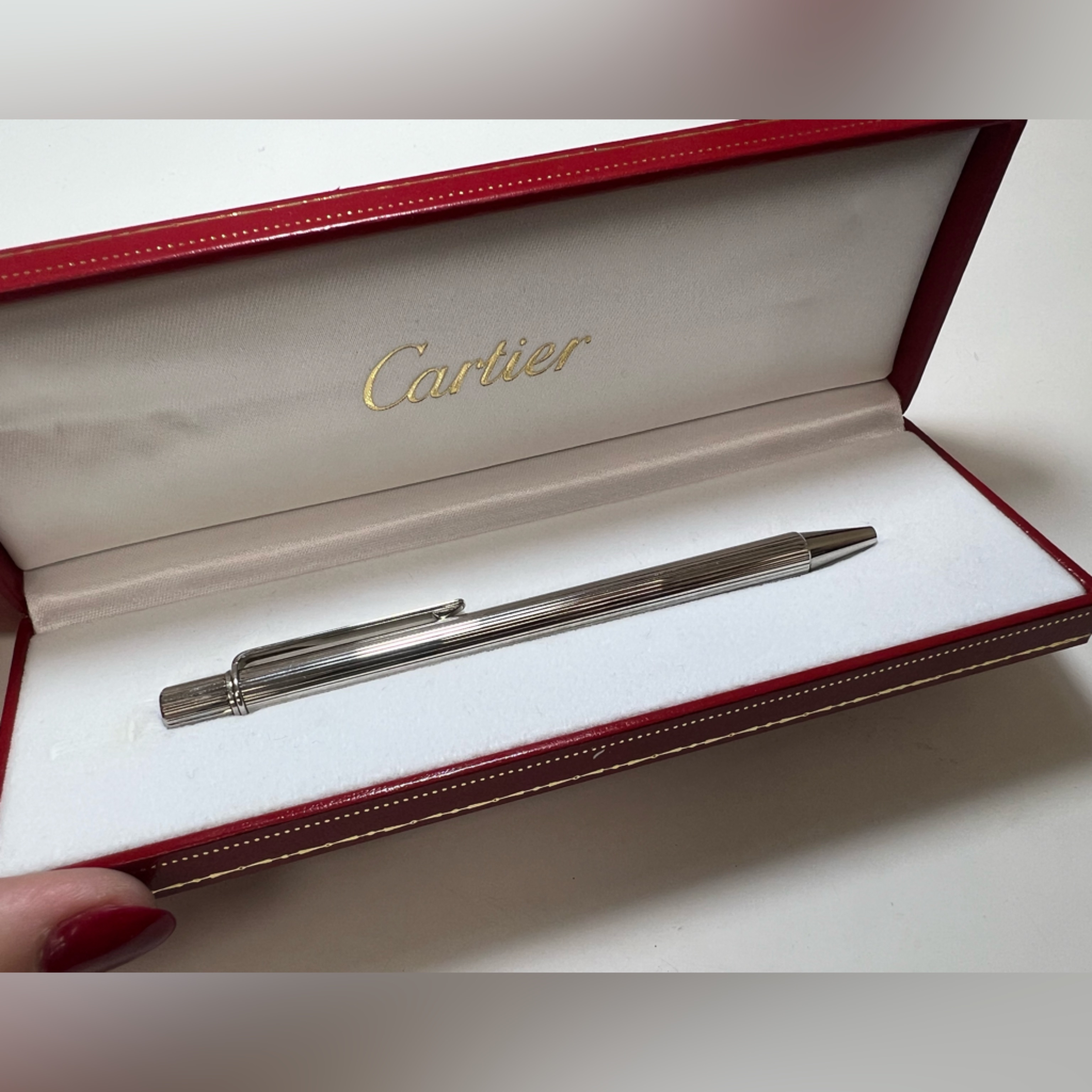 Cartier Must De Cartier Silver Ballpoint Pen With Box
